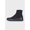 Textile flat boots