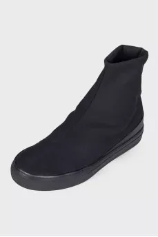 Textile flat boots