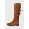 Perforated suede boots