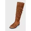 Perforated suede boots