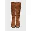 Perforated suede boots