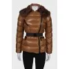 Down jacket with fur on the collar