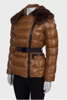 Down jacket with fur on the collar