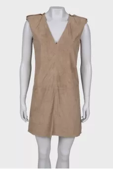 V-neck leather dress