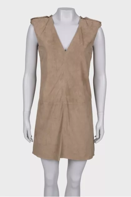 V-neck leather dress