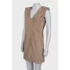 V-neck leather dress