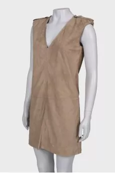 V-neck leather dress