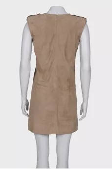 V-neck leather dress