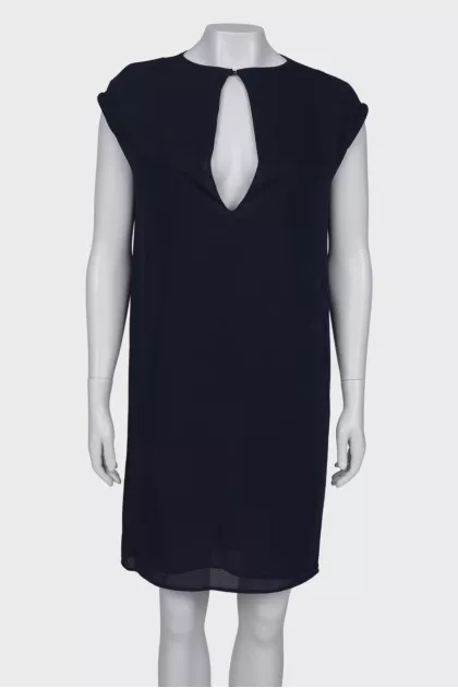Dark blue dress with a slit on chest