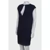 Dark blue dress with a slit on chest