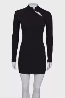 Black dress with a slit on chest