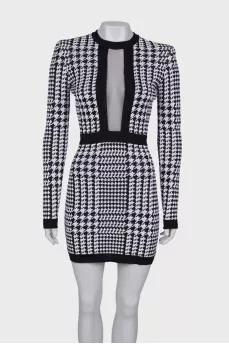 Dress with houndstooth print