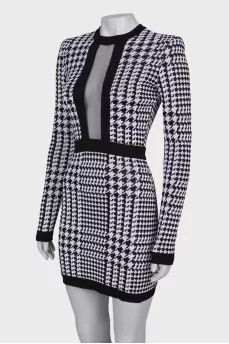 Dress with houndstooth print