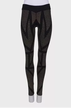 Leggings with metallic rhinestones