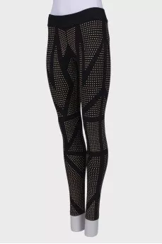 Leggings with metallic rhinestones