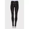 Leggings with metallic rhinestones