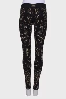 Leggings with metallic rhinestones