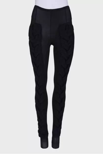 Tights with knitted inserts, with a tag