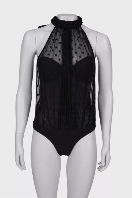 Polka dot translucent bodysuit