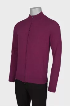 Men's purple zip-up sweater