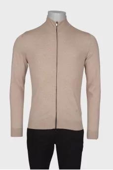 Men's wool sweater with a zip