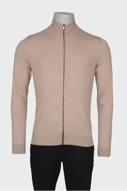 Men's wool sweater with a zip