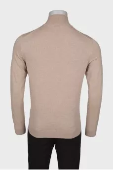 Men's wool sweater with a zip