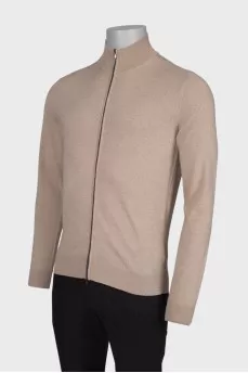 Men's wool sweater with a zip