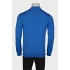 Men's blue long-sleeved wool polo