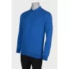 Men's blue long-sleeved wool polo