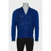 Men's cashmere cardigan with leather