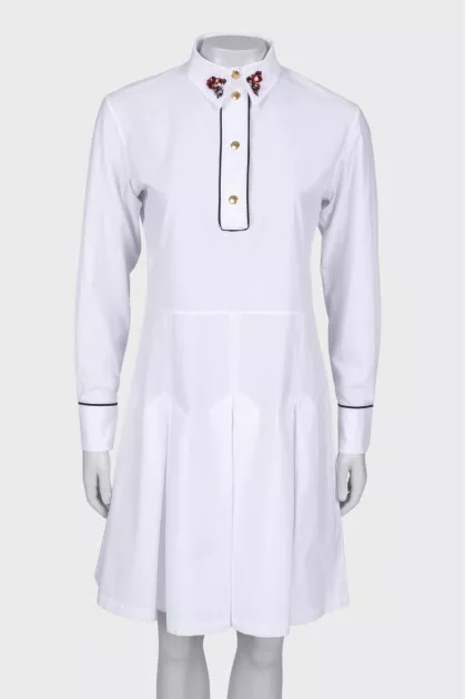 White dress with sequins at the collar