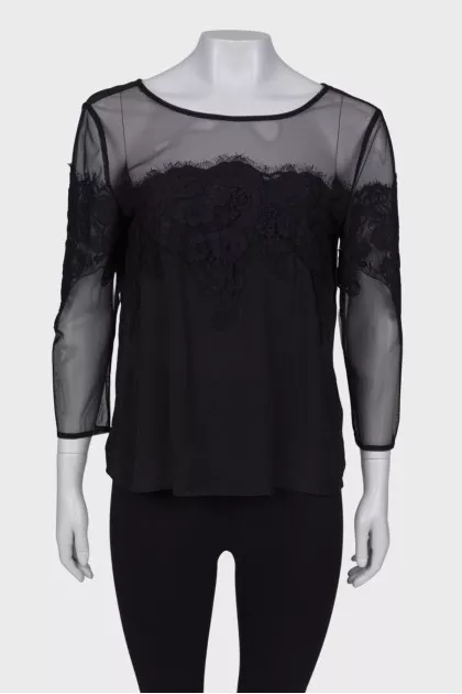 Silk blouse with lace
