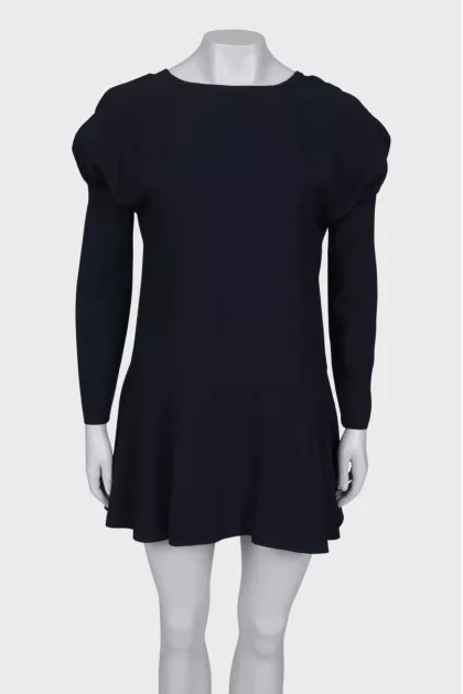 Navy blue puff sleeve dress