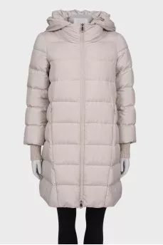 Down jacket with knitted cuffs