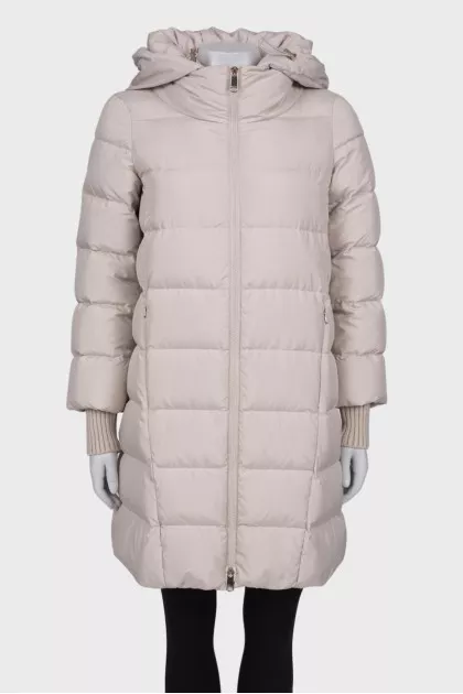 Down jacket with knitted cuffs