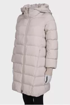 Down jacket with knitted cuffs