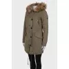 Parka with rabbit fur inside