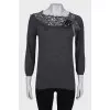 Wool jumper with bow