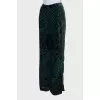 Dark green trousers with velor pattern
