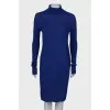 Woolen midi dress with collar