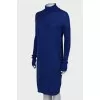 Woolen midi dress with collar