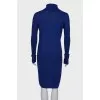 Woolen midi dress with collar