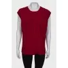 Red sleeveless blouse