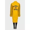 Yellow coat with knitted sleeves