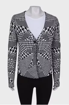 Houndstooth print cardigan