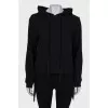 Black fringed hoodie