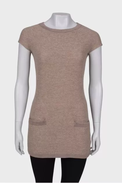 Wool tunic with front pockets