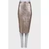 Silver snakeskin print skirt