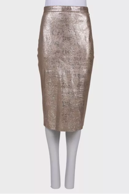 Silver snakeskin print skirt